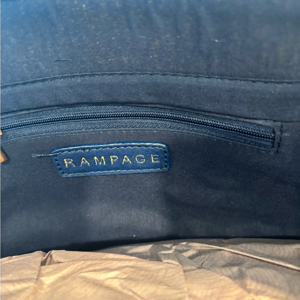 Rampage Navy and Cream Striped Straw Tote - Picture 2 of 4